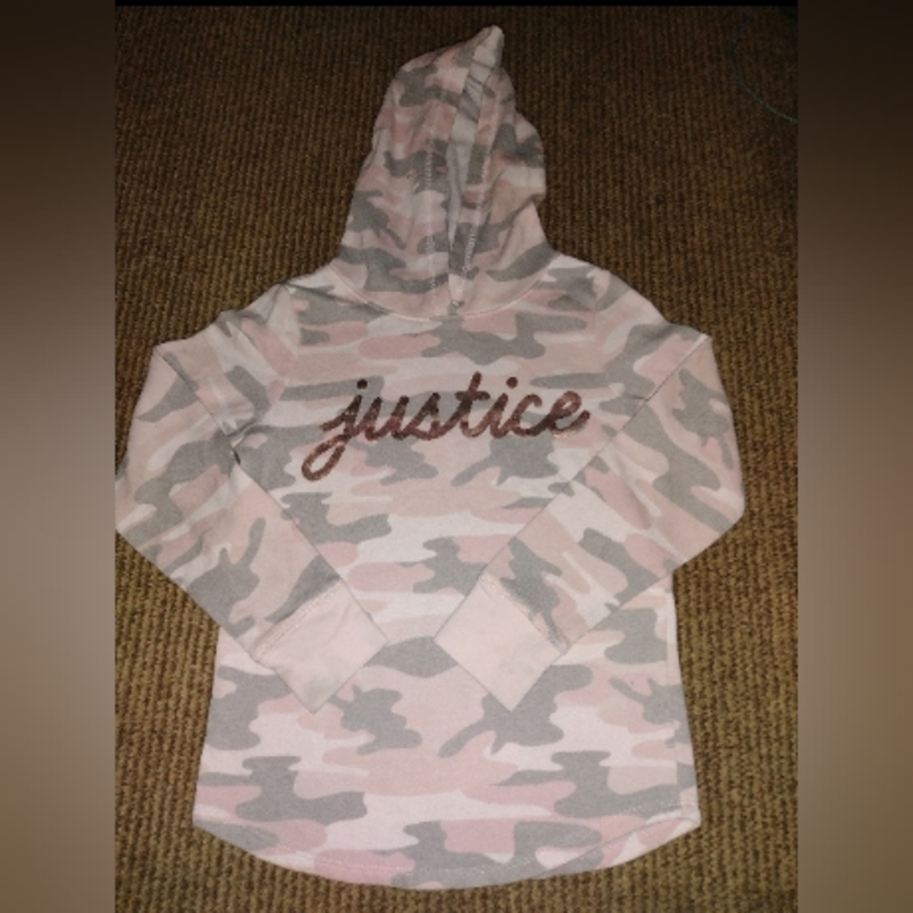Justice Girls Pink Camo Hoodie Size 7